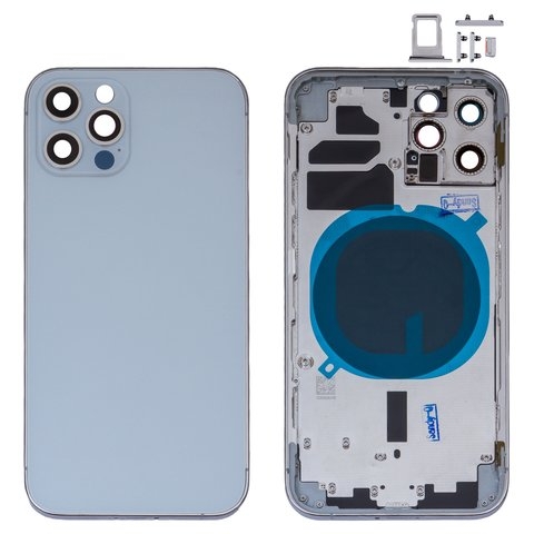 Корпус Apple  iPhone 12 Pro, серый, с держателем SIM-карты, с боковыми кнопками, silver