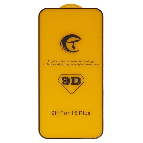 Захисне скло Apple iPhone 15 Plus, iNobi, Full Glue, клей на усій поверхні, сумісне з чохлом, без пакування, чорне | Закаленное защитное стекло