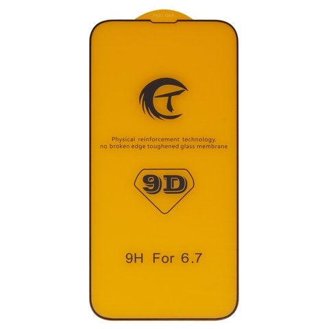 Захисне скло Apple iPhone 13 Pro Max, iPhone 14 Plus, iNobi, Full Glue, клей на усій поверхні, сумісне з чохлом, без пакування, чорне | Закаленное защитное стекло