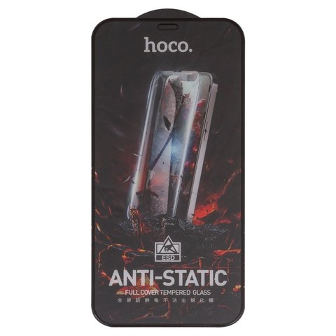 Захисне скло Hoco G10 Apple iPhone 12, iPhone 12 Pro, iNobi, Full Glue, клей на усій поверхні, Anti-Static, без пакування, чорне | Закаленное защитное стекло