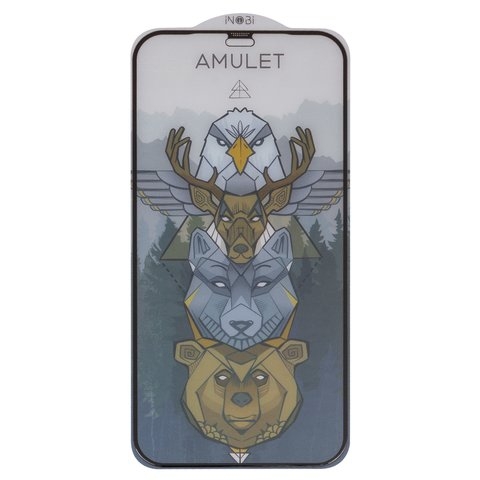 Захисне скло Amulet Apple iPhone 12, iPhone 12 Pro, iNobi, Full Glue, клей на усій поверхні, Anti-Static, без пакування, чорне | Закаленное защитное стекло