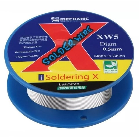 Припой Mechanic XW5, Sn 42%, Bi 58%, Cu 8%, 0,5 мм, 40 г