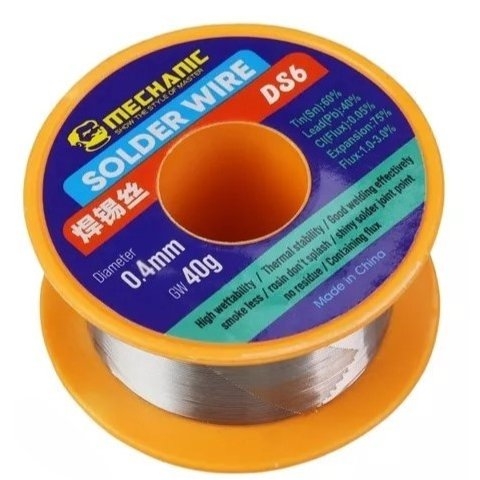 Припой Mechanic DS6, Sn 60% , Pb 40%, флюс 1-3%, 0,4 мм, 40 г