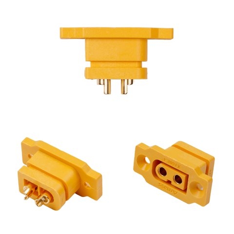 Силовой разъем питания Amass XT60E-F, "мама", желтый