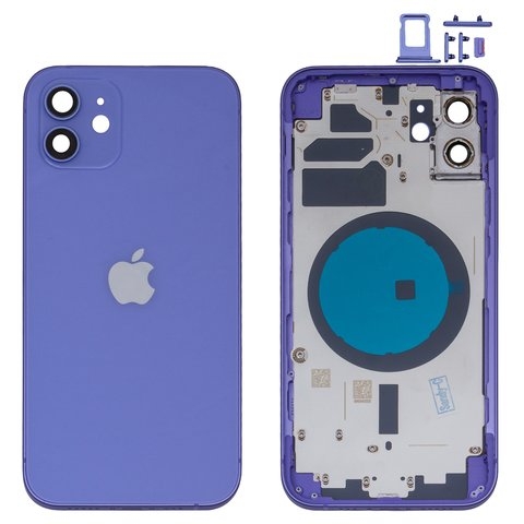 Корпус Apple  iPhone 12, фиолетовый, с держателем SIM-карты, с боковыми кнопками, High Copy, purple