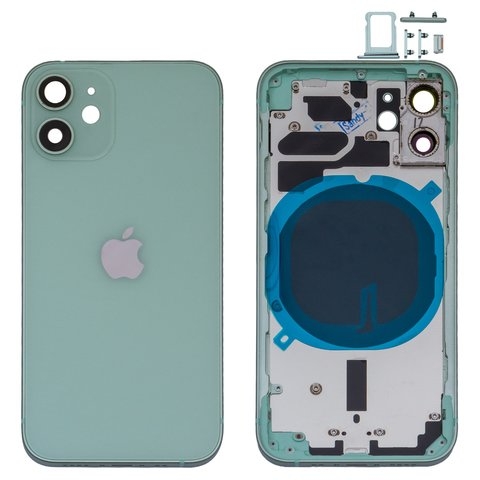 Корпус Apple  iPhone 12 mini, зеленый, с держателем SIM-карты, с боковыми кнопками, High Copy, green