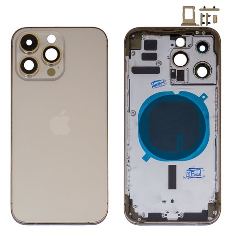 Корпус Apple  iPhone 14 Pro Max, золотистый, с держателем SIM-карты, с боковыми кнопками, Global, gold