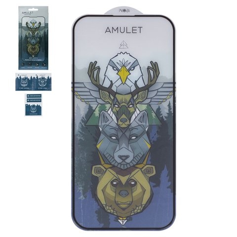 Захисне скло Amulet Apple iPhone 15, iNobi, Full Glue, клей на усій поверхні, Anti-Static, чорне | Закаленное защитное стекло