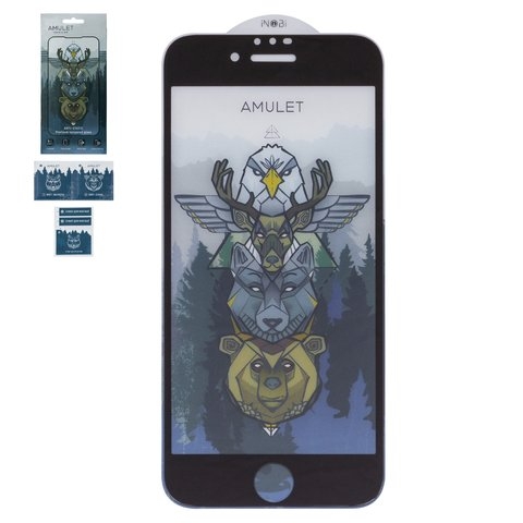 Захисне скло Amulet Apple iPhone 7, iPhone 8, iPhone SE 2020, iNobi, Full Glue, клей на усій поверхні, Anti-Static, чорне | Закаленное защитное стекло