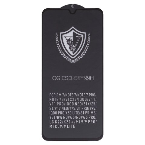 Захисне скло Xiaomi Redmi Note 7, Redmi Note 7 Pro, iNobi, Full Glue, без пакування, чорне, клей на усій поверхні | Закаленное защитное стекло