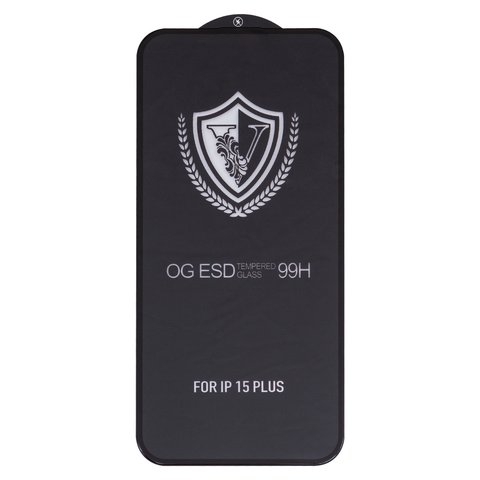 Захисне скло Apple iPhone 15 Plus, iNobi, Full Glue, без пакування, чорне, клей на усій поверхні | Закаленное защитное стекло